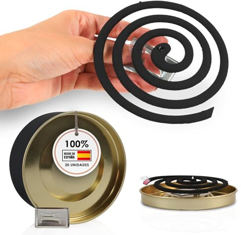 20 Espirales Antimosquitos con Quemador de Incienso y Porta Incienso Antimosquitos; Citronela, Patio, Terraza, Camping