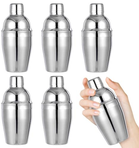 Cocktail Shaker, 6 Stück 250ml Edelstahl Cocktail Shaker Set Geschenkse, Bar Cocktailshaker mit integriertem Sieb, Martini Shaker für Barkeeper und Zuhause Cocktail Liebhaber