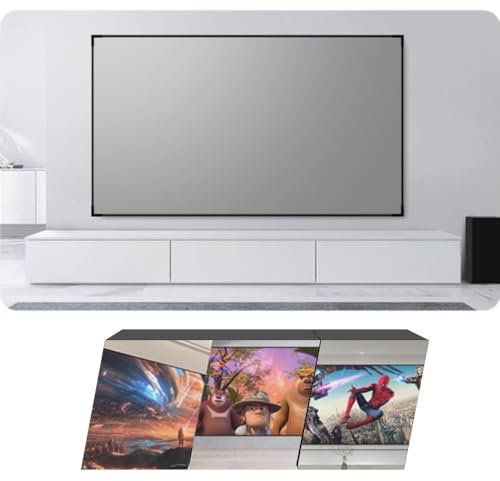 ZIUSFAC Projector Screen Fixed Frame Projection Screen 60in Wall Mount Movie Screen Grey Projector Screen For Indoor Home Theater 3.5X Gain 4K/8K Ultra HD(72in-4:3)