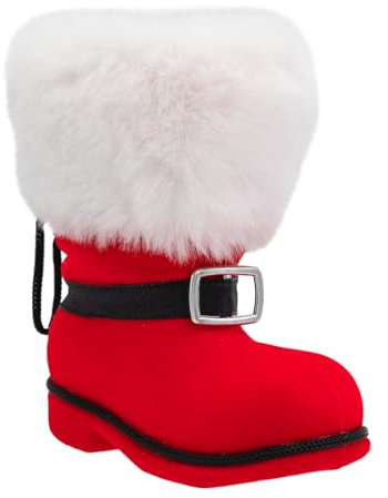 Idena 30537 - Nikolausstiefel ca. 10 x 6 x 11 cm, rot beflockter Weihnachtsstiefel mit Schnalle und Fellbesatz, als Weihnachtsdekoration oder Geschenkverpackung
