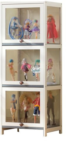 Witriolik Sammlervitrine, Vitrinenschrank, Glasvitrine Stehend Multifunktionale Staubdichte Glasvitrine für Spielzimmer, Schlafzimmer(40x33x106cm-3 Schicht/Weiß-Von Allen Seiten transparent)