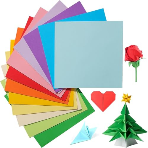 Duoleimi Set di Carta Origami, 200 Fogli, 20 x 20 cm, 70g/m², Carta Pieghevole per bricolage in 20 Colori, Quadrata, Grande Carta per Bambini e Adulti.