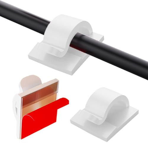 100 Pezzi Clip per Cavi da Esterno con Nastri Adesivi Clip di Luce Decorazione Clip Ganci Autoadesivi Fermacavi per Luce Fata,Clip di Luce Decorazione Clip Ganci Autoadesivi Fermacavi (Bianco)