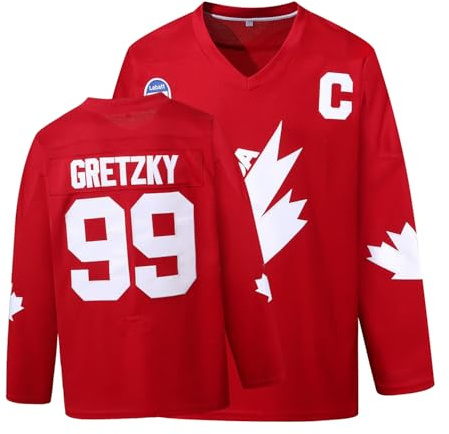 Gretzky Labatt Team Coupe Canada Cup - Camiseta de Hockey sobre Hielo para Hombre #99, Rojo (99#Red), Small