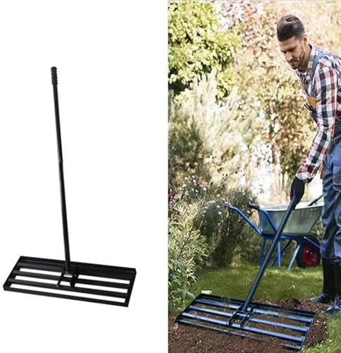 PEYNIR Râteaux Râteau Niveleur De Sol pour La Gestion des Terres Agricoles, Niveleur De Gazon Réglable en Fer avec Tige Détachable, Râteau d'entretien pour L'épandage D'engrais