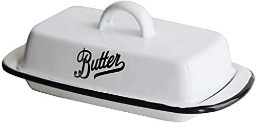 YXUANYZNB Mantequillera esmaltada para mantequilla, caja de almacenamiento de queso y mantequilla casera, bandeja de postre con tapa, accesorios de cocina tradicionales, platos de mantequilla, color