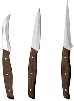 GLEAVI Set Di Coltelli Per Intagliare La Frutta in Acciaio Resistente Manico in Legno, Utensili Da Cucina Per Intaglio Creativo Di Frutta e Verdura, Set Da 3 Pezzi Per Piatti Decorativi