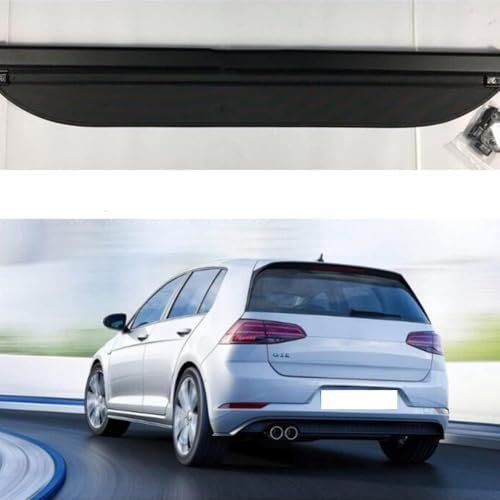 ANram Frachtabdeckung Für VW Golf 7 MK7 2014 2015 2016 2017 2018 2019,Schutz Der Privatsphäre Abdeckung Hutablage Cargo Cover, Ausziehbar Kofferraumabdeckung Rollo
