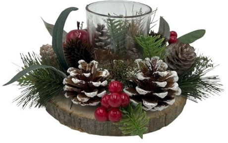 Adventsgesteck mit Äpfeln & Beeren – auf Baumscheibe oder im Topf (Baumscheibe)