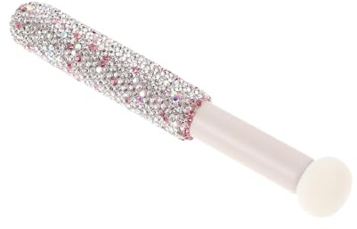 PENIKOKO Portable Mushroom Head Makeup Brush Small Drumstick Shape Beauty Tool for Precise Powder Control with Rhinestone Handle, Sponge Powder Applicator for Women and Girls