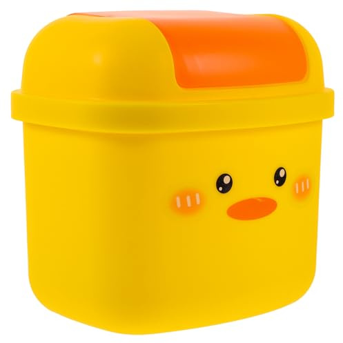 OSALADI Mini Poubelle de Bureau Jaune Plastique Compact 1 Pièce Corbeille à Papier de Table pour Maison et Chambre Poubelle Décorative et Fonctionnelle