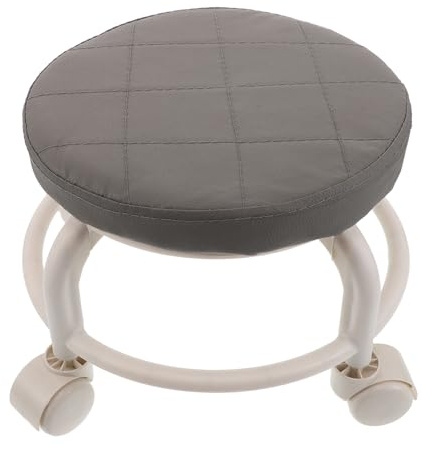 FONDOTIN Tabouret Pivotant roulettes Similicuir Siège Bas Roulant pour Salon de Coiffure Atelier Garage Bureau à Domicile