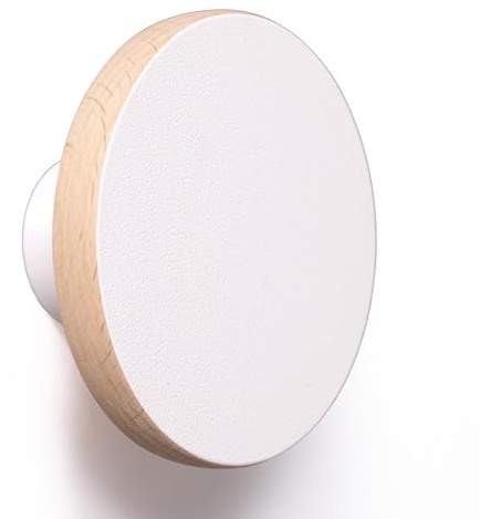 bomidé Garderobenhaken/Wandhaken Basic - rund 65 mm, aus Holz (Weiß)