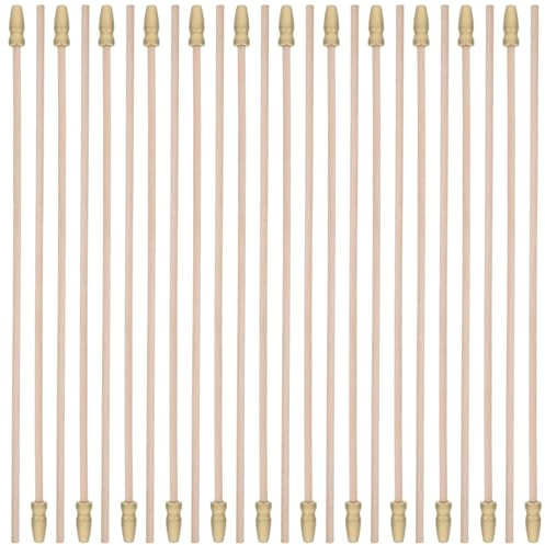 HEMOTON 40 Mini Bastoni per Bandiere in Legno Cappuccio Dorato, Bastoncini Portabandiera Fai da Te 30 Cm per Feste, Decorazioni e Celebrazioni Sportive, Set per Eventi Interni ed