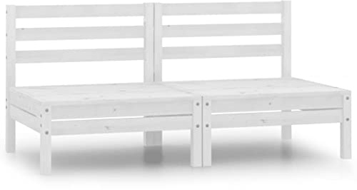 Qnhdfrt 2-Sitzer Gartensofa Weiß Kiefer Massivholz 63,5x63,5x62,5 cm Modular Erweiterbar Robustes Loungesofa Outdoor für Balkon Terrasse Garten Lounge Set für kleine Balkone