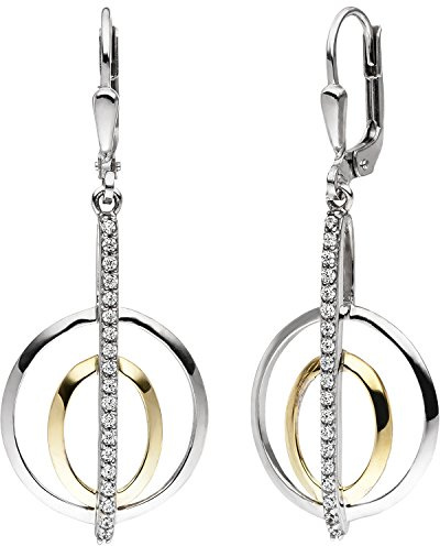 Jobo Damen-Ohrringe hängend aus 925 Sterling Silber Bicolor vergoldet mit Zirkonia