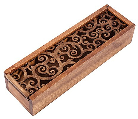 Zerodis Holz Federmäppchen Box Hollow Pen Halter Schreibtisch Veranstalter Student School Office Geschenkbox(#1)