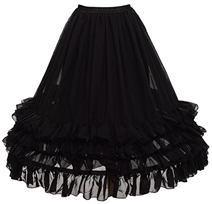 GRACEART Lolita Reifenrock Cosplay Petticoat Gepäckträger Käfig Rock Brautmoden (Schwarz)