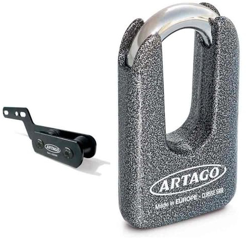 Artago 69T3 Pack Bromsskivlås Stöldskydd Hög Säkerhet + Hållare för Kawasaki Z900, Homologerad SRA, Sold Secure Gold, ART4