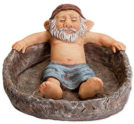 Bits and Pieces - Nain de Piscine relaxante - Statue d'art de Jardin Elfe - Sculpture de décoration de Jardin en Plein air