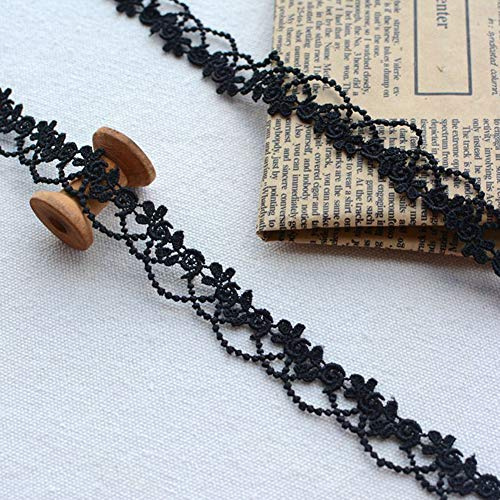 DAHI spitzenband 15 yard Spitzenborte Ätze Spitze für Choker Halsketten Nähen Handwerk Hochzeit Deko Scrapbooking Geschenkbox (D-schwarz)