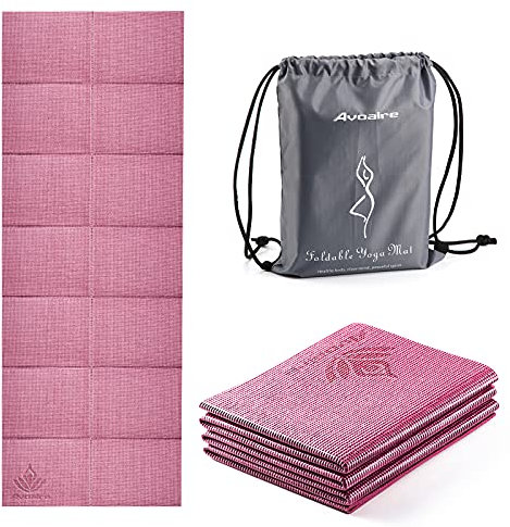 Avoalre Yogamatte rutschfest,173 X 61CM Tragbare Trainingsmatte 5MM,reise Yogamatte faltbar Gymnastikmatte, ideale für Reise,Yoga, Pilates & Workout