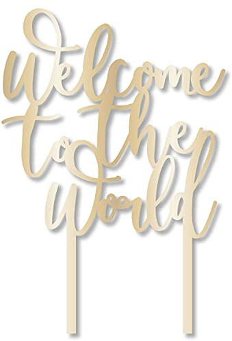 Amscan 9910288 - Ready to Pop Baby Shower 'Welcome to the World' Cake Topper - 19cm