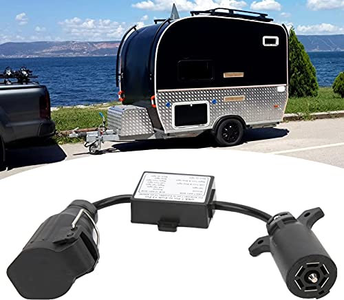 Anhängeranschluss, Qiilu Anhängerstecker Kabelbaum, Kunststoff Autostecker US-Fahrzeug 7 Wege Klingenstecker auf Europäischen 13 poligen Rundstecker für Auto und LKW