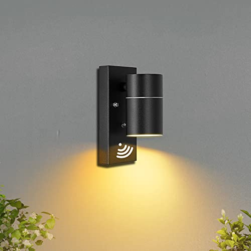 Unikcst LED Außenwandleuchte mit Dämmerungssensor IP44 Wandleuchte Schwarz | Aussenlampe Inkl. 1x 5W GU10 LED Warmweiß, automatische Beleuchtung per Dämmerungssensor, für Hauswand Eingang Terrasse