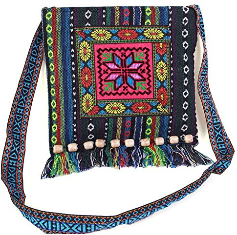 LUMoony Umhängetasche mit Fransen Damen Clutch Handtasche Cross Body Schultertasche Cross Body Schultertasche mit gesticktem Chinesisch Stickere Schultertasche