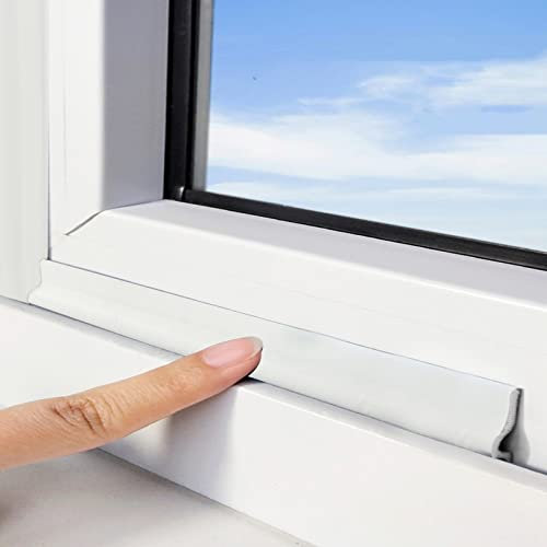 wordmouk Window Draft Excluder, 5M White Door Draft Stopper Blocker for Soundproof, Door Bottom Seal Insect Proof Self Adhesive PU Foam Insulation Tape Draft Door Seal Strip for Window Gap Door Frame