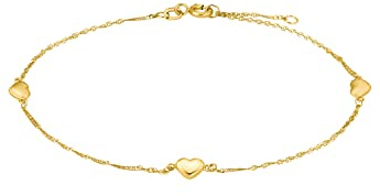 Amor Fußkette Unisex Damen Herren Sommerschmuck, 23+2 cm, Gold, Herz, Kommt in Schmuck Geschenk Box, 2014678