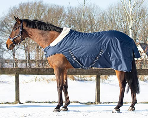 QHP Stalldecke 200g mit Schulterausschnitt Navy/tetrise (135 cm)