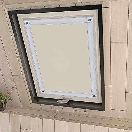 Eurohome 100% Verdunkelung Dachfenster Rollo ohne Bohren Sonnenschutz Verdunkelungsrollo mit Saugnäpfen für Velux-Fenster Beige76x115 cm für P08/408