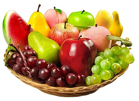 Tenorbass 12 Pcs Artificial Fruits, Fake Fruits Set, Simulation Fruit for Home, Simulation Fruit Props, Lifelike Fruit Party Decorations, Fake Apple, Banana, Grape, Watermelon, Peach, Mango, Pear