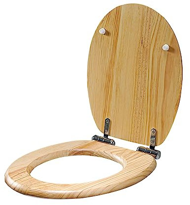 Universal Toilettendeckel Aus Bambus mit Absenkautomatik, Einfache Montage Wc Deckel, Hochwertige Wc Deckel Klobrille, Umweltfreundlich, Rostfreie Edelstahlscharniere, U/V/O Form(Color:Hellbraun)