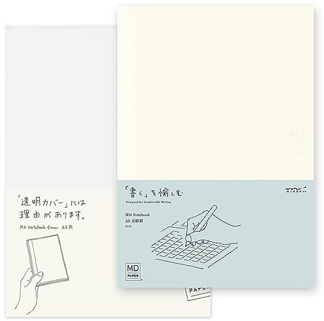 DESIGNPHIL Midori 15295006 - Cuaderno MD, A5, rayado gráfico + cubierta para cuaderno