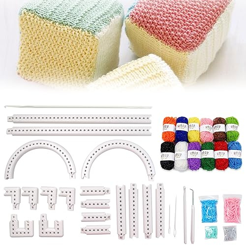 Webrahmen für kinder,DIY Kit für Kinder und Erwachsene,Mit der Strickmaschine Können Wandteppiche,Schals und Mützen Gewebt Werden,Weihnachtsgeschenk,Adjustable Hand Weaving Knitting Loom Kits