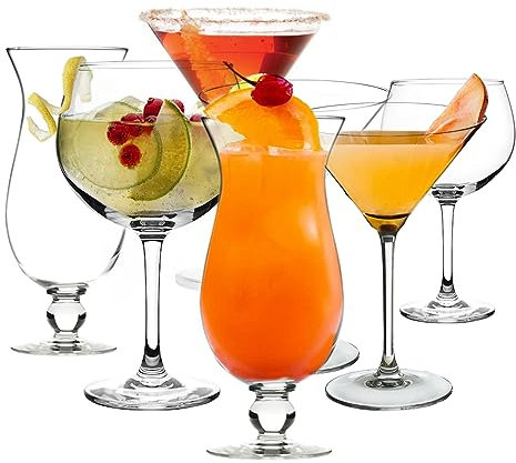 Lot de 12 verres à cocktail Pina Colada, Martini et Gin & Tonic pour servir des cocktails, grands ballons en forme de V, passent au lave-vaisselle