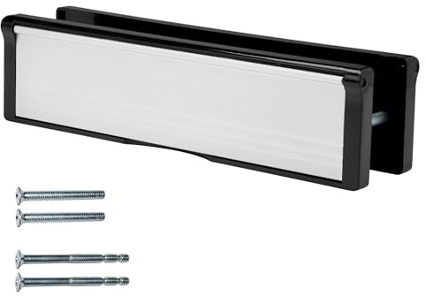 Keypak 10.62 (27cm) Door Letter Box – Fits 40–80mm Doors Black/Satin | Satin Anodised Aluminium Adjustable Letterplate for UPVC Composite Timber Doors, , Anti-Snap Flap, Internal Draught Excluder