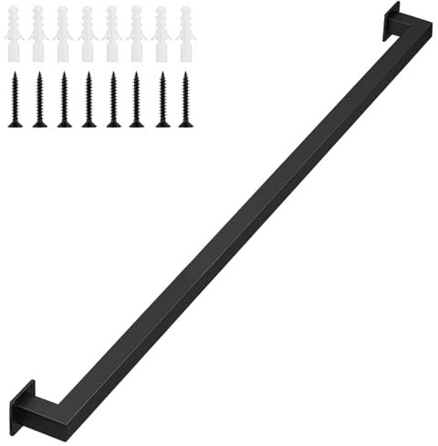 Gorssen 90cm Rail Main Courante for Un Escalier Intérieur en Fer Forgé Métal Noir for Handicapés Rampes Âgées Enfants Extérieur Escaliers Marches Balustrade Extérieur Support Mural