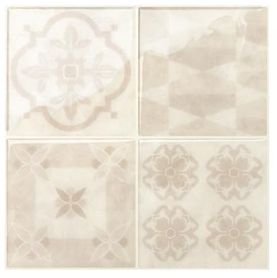 Smart Tiles Piastrelle Adesive 3D per Cucina e Bagno - Vintage Beige, 5 Mattonelle Adesive 22,86x22,86 cm, Paraschizzi Cucina, Resistente al Calore, Pannelli Decorativi, Prodotto in Canada