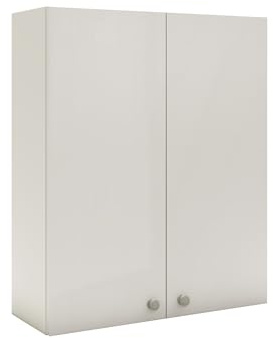 haaus Zaria Badezimmer-Wandschrank, wandmontiert, 2 Türen, glänzend weiß/weiß, MDF-Türen, L 60 x B 22 x H 72 cm