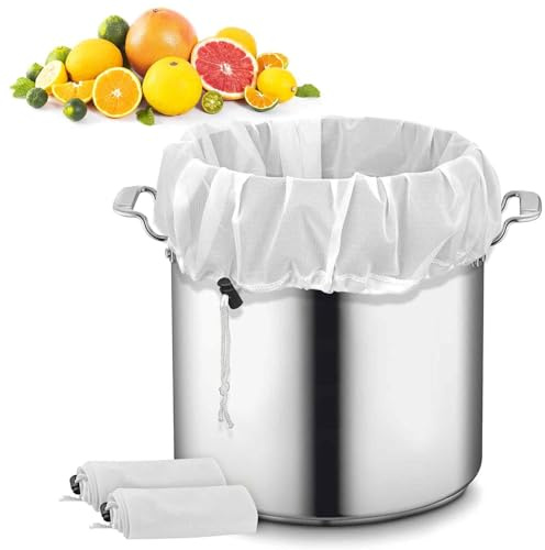 2Pcs Large Brewing Fine Mesh Strainer Bag, Straining Bag, Reusable Micron Fine Mesh Filter Bags,Cheese Cloth, Brew Bag for Juice,Wine,Homebrew,Brewing,Hop(26 x 22)