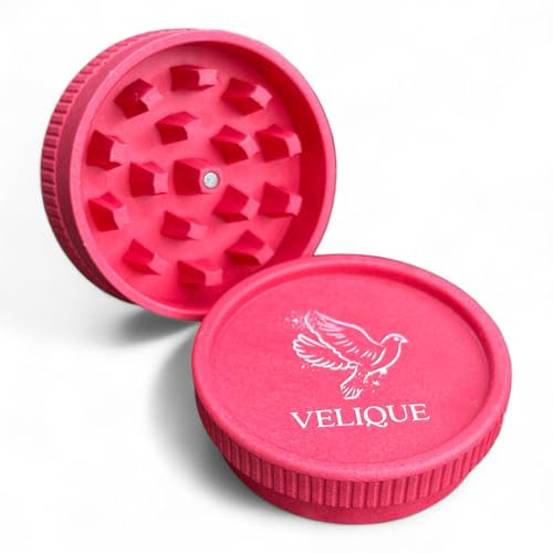 VELIQUE® Biogrinder 2-teilig - Kräutermühle - Crusher - ø 55 mm - abbaubarer Grinder Gewürzmühle für Kräuter, Gewürze, Spice (Rot)