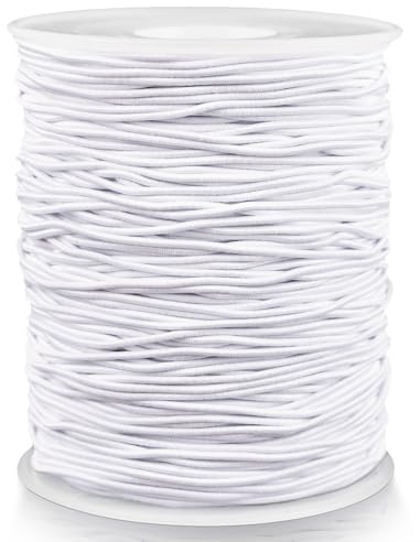 jijAcraft Hilo elástico de 1 mm x 100 m, cuerda de perlas de goma para pulseras, fabricación de joyas, cordón de goma blanco para manualidades, perlas blancas, cordón de goma para manualidades