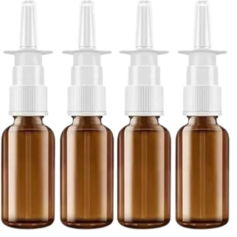 LJJCSFF 4 botellas de vidrio de 15 ml para pulverización nasal, frascos vacíos, pulverizadores nasales recargables, atomizador nasal, atomizador nasal, pequeños pulverizadores de niebla fina