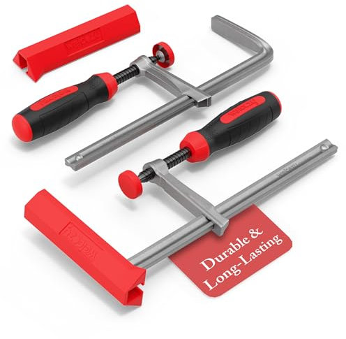 clamp Heavy Duty F Clamps for Woodworking – 2 Pack, 630 Lbs Clamping Force, Table Saw Fence, Joiner Tool, Bench, Drill Press – Rubber Tips Scratch-Resistant, Ideal for DIY Projects & Saw Rail