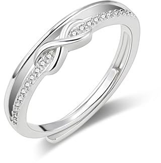 ALEXCRAFT Anello Infinito Argento per Donne, Anelli con Zirconi Regolabile, Vintage Anello Impilabile, Brillante, Antiallergico, Anello Aperto di Amicizia, Regalo per Ragazza Madre