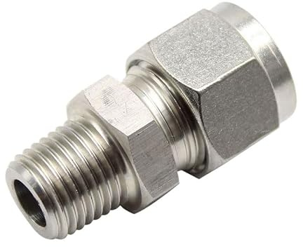 Conector macho de compresión de acero inoxidable Swagelok, 3, 4, 6, 8, 10, 12mm X 1/8, 1/4, 3/8, 1/2, tubo BSPT, 1 ud.(Tube OD 8mm,1/8)